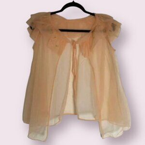 ⭐️ Sheer Rose Embroidered Applique Hipster Hippie Sexy Romantic Lounge Blouse